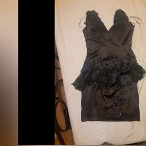 MANDALAY DRESS, size 8, black, "julian joyce " above the knee